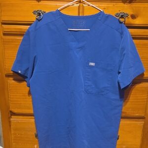 Men's Blue Double Pocket Scrub Top